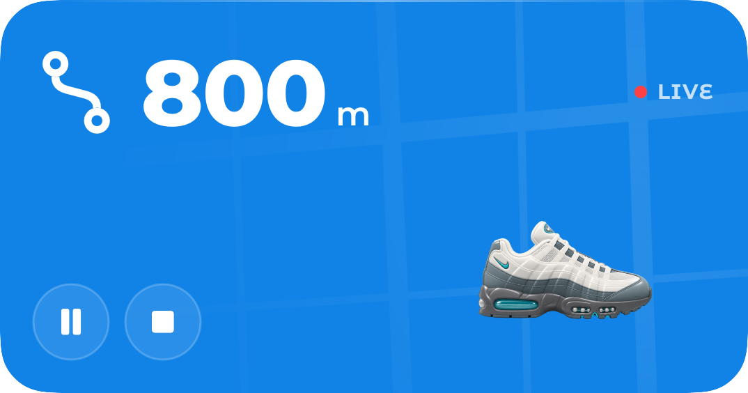 Stride Live Activity in blue with route and live distance
