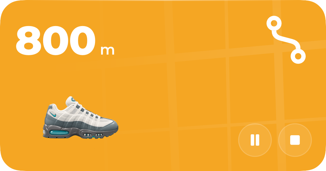 Stride Live Activity in orange with shoe and live distance